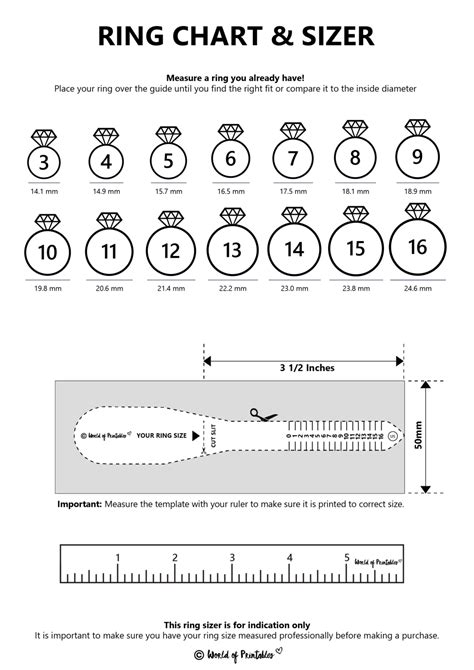 free ring sizer size chart